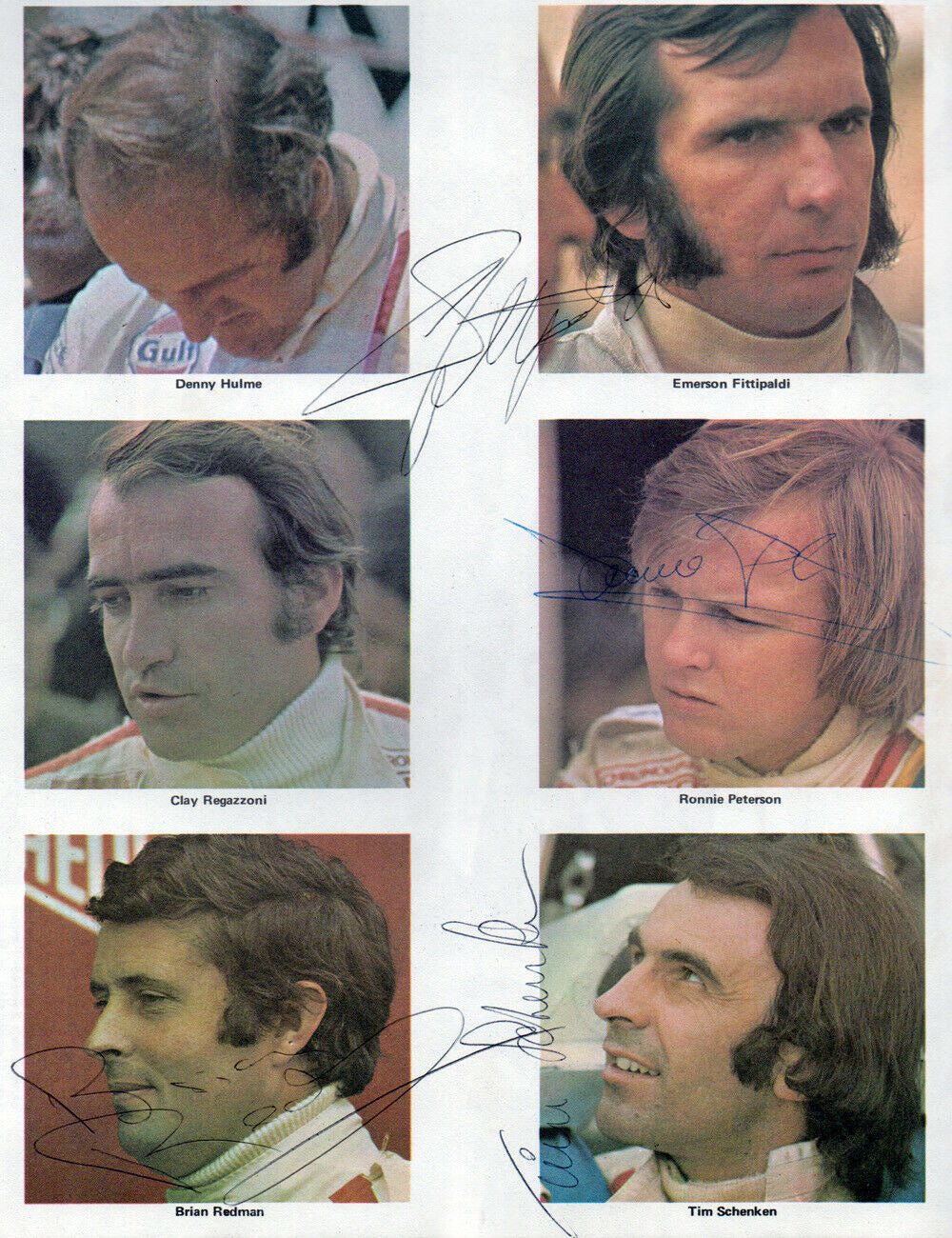 Ronnie Peterson & Friends ORIGINAL AUTOGRAPHS